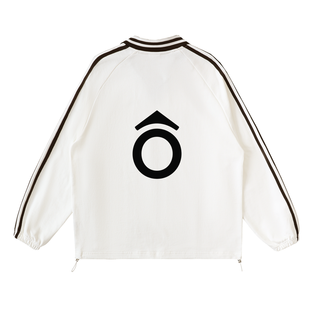 Contrast Striped Lapel Collar Sweatshirt