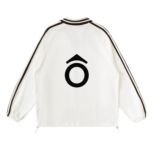 Contrast Striped Lapel Collar Sweatshirt